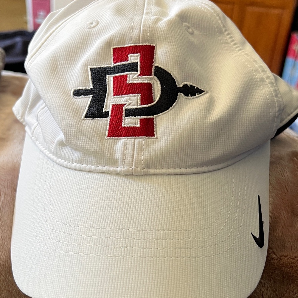 Nike White Cap with Red & Black SDSU Logo